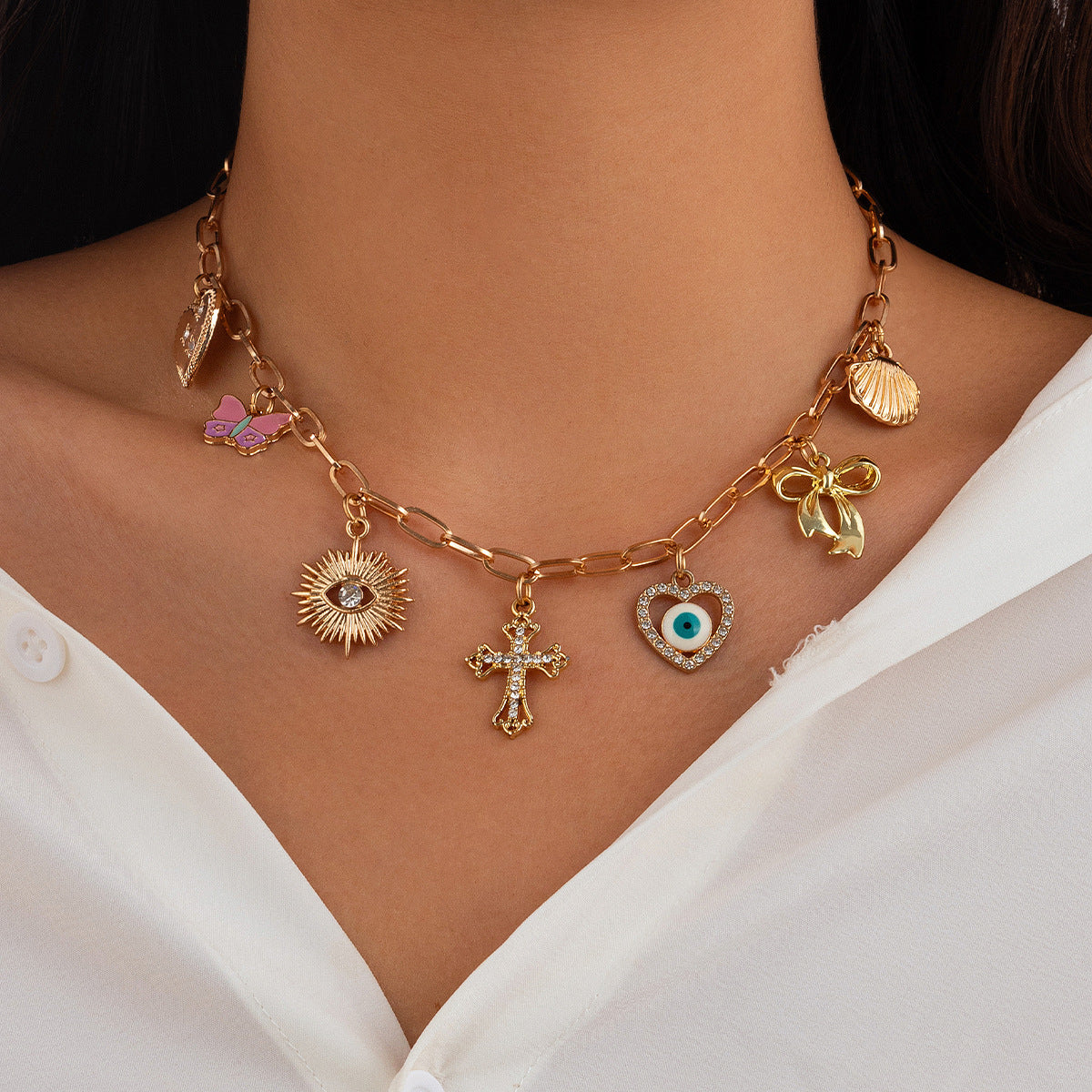 Wholesale Bohemian Heavy Chain Stacking Ocean Style Mermaid Shell Necklace